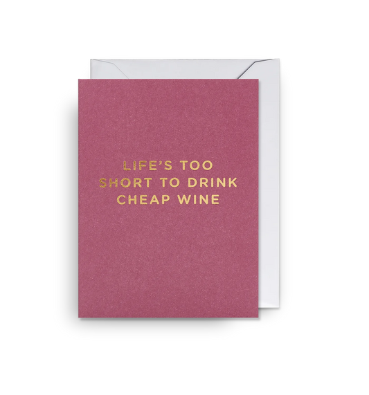 Lagom Mini Greetings Card - Cheap Wine