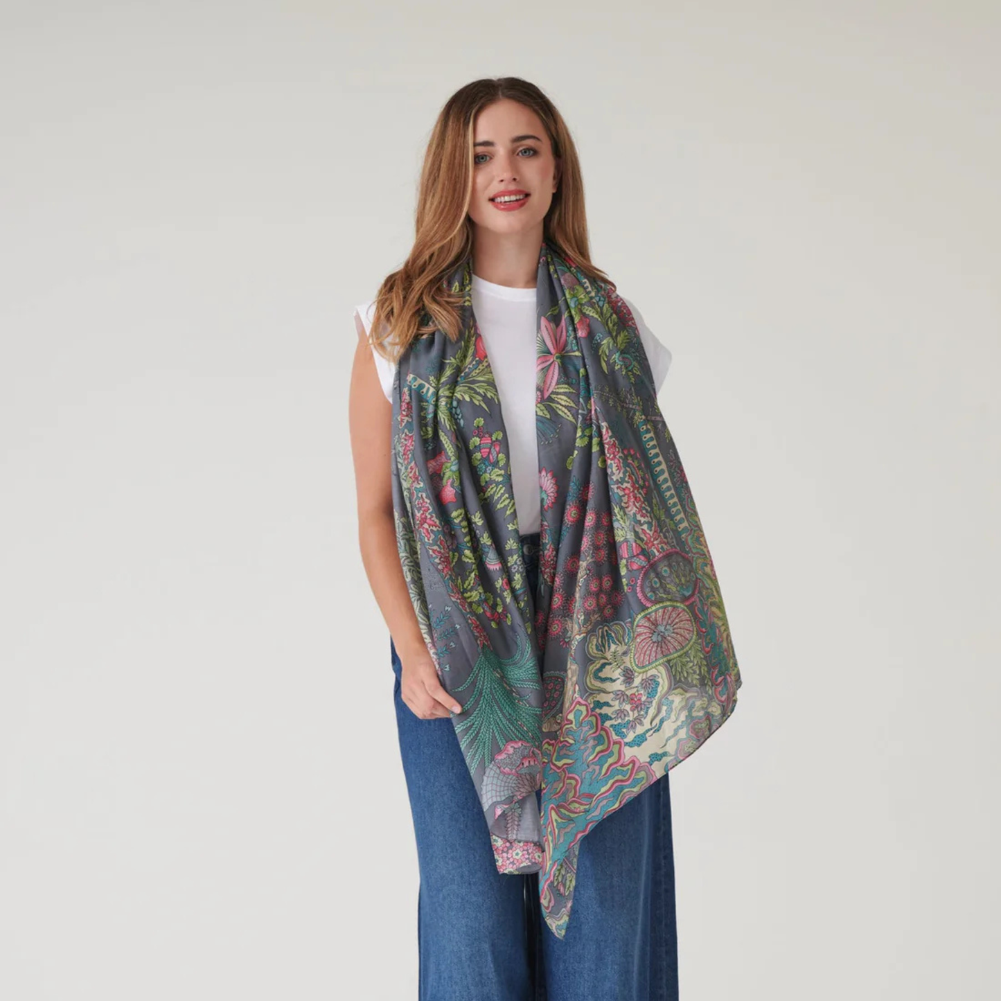 Scarf - Boho Garden Grey