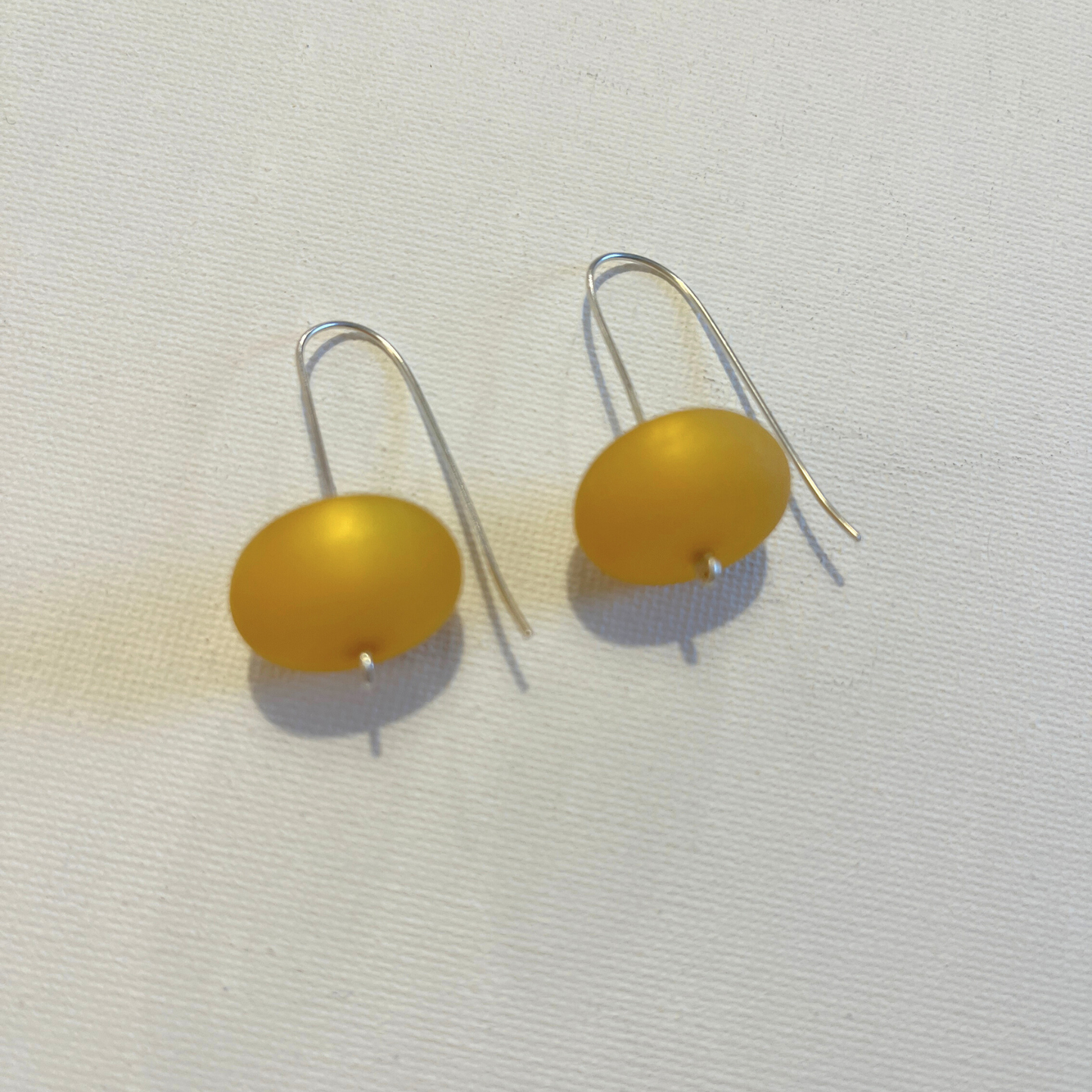 Eco Silver Resin Earrings - Yellow