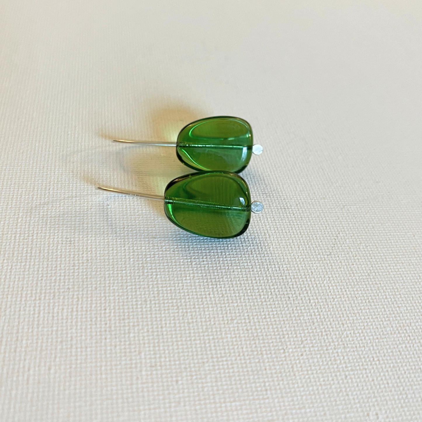 Glass Pebble Earrings - Green