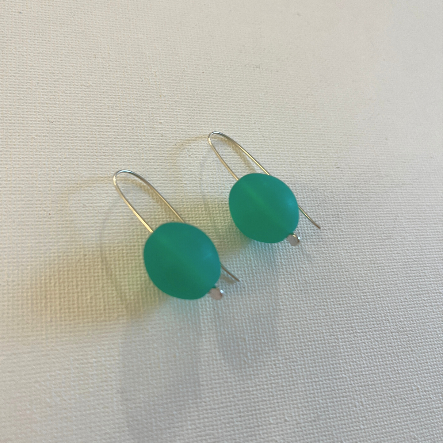 Oval Resin Earrings - Sea Green