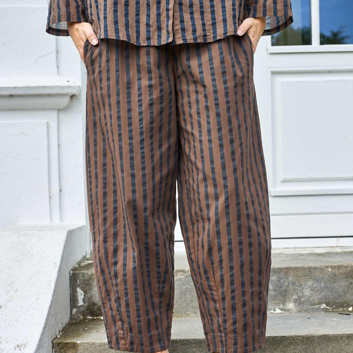 Mallu Barrel Trousers - Espresso Stripes