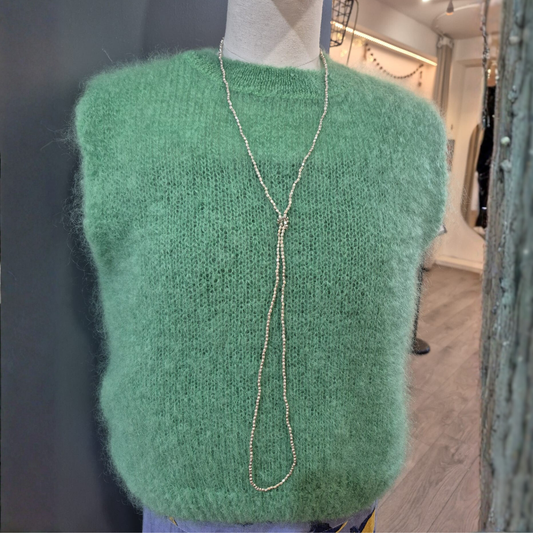 Astrid Mohair Cropped Vest - Emerald Green