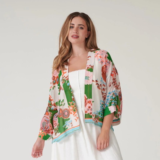 Kimono - Kitsch Bouquet Green