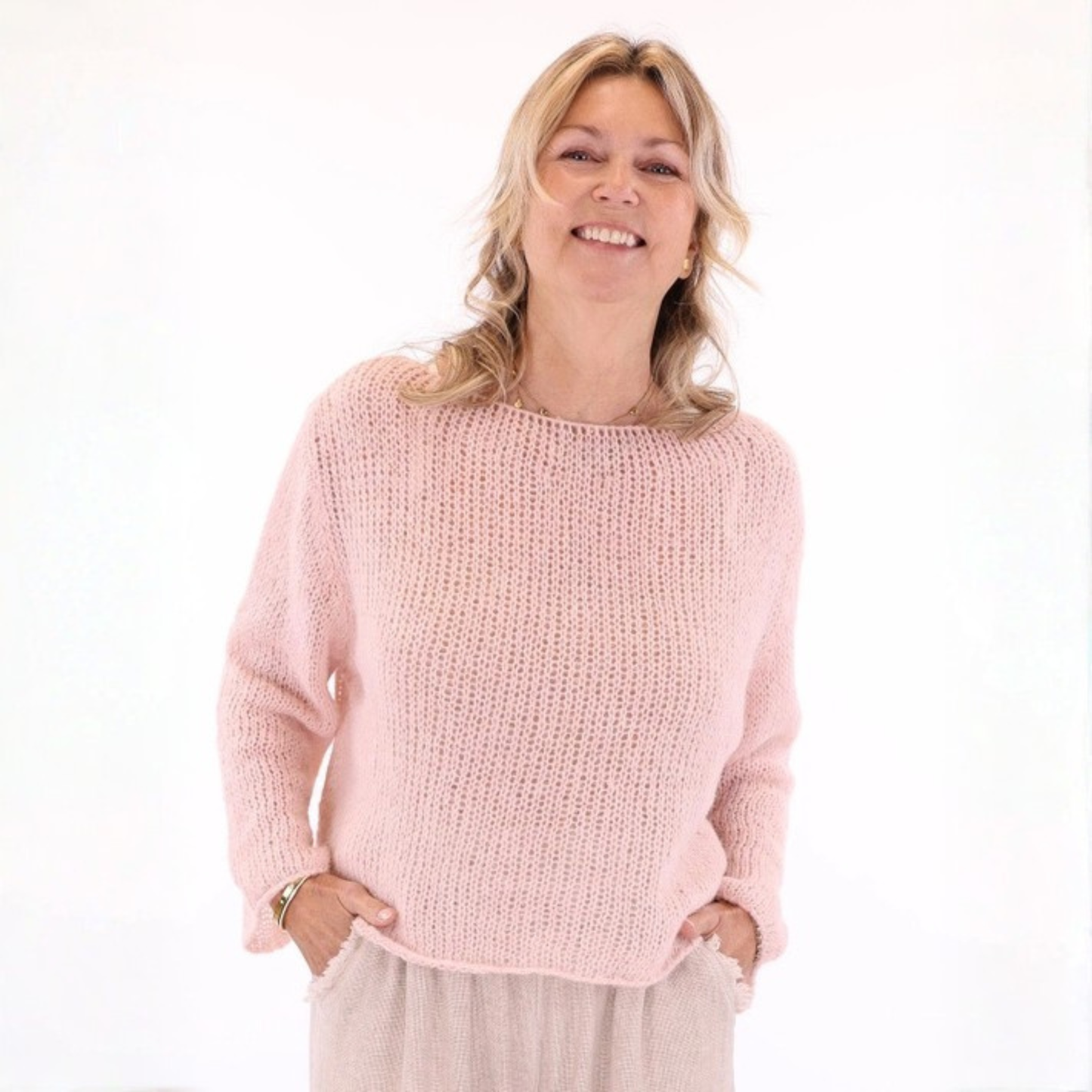 Alpaca Blend Fine Knit Jumper - Pink