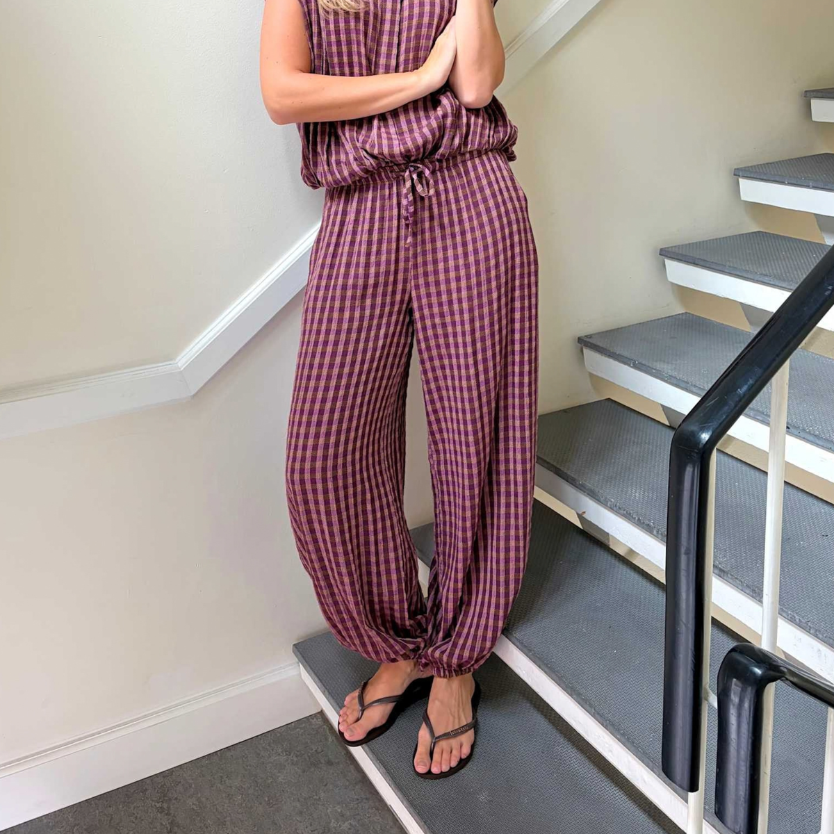Malle Balloon Trousers - Violet Check