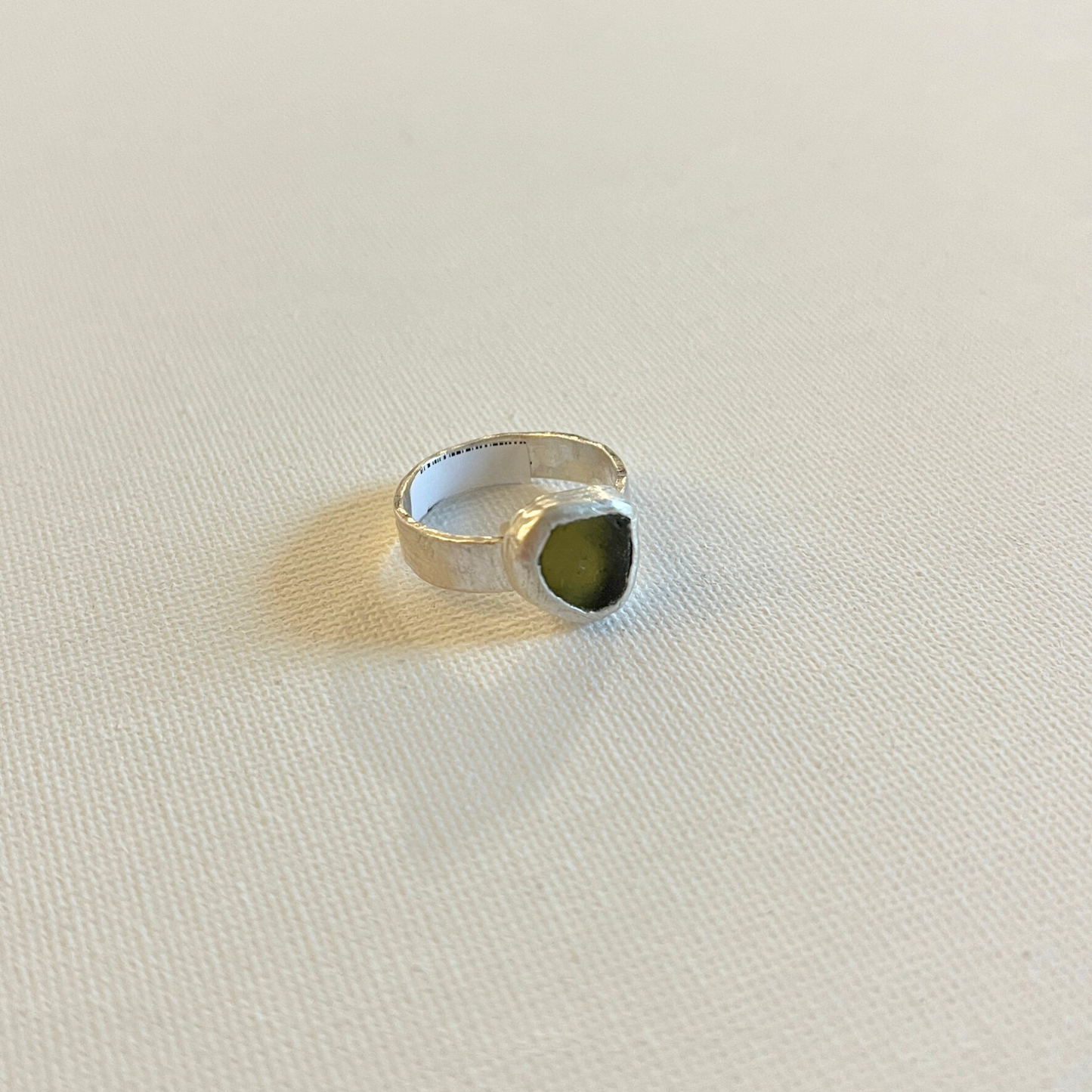 Small Sea Glass Ring - Lime Green