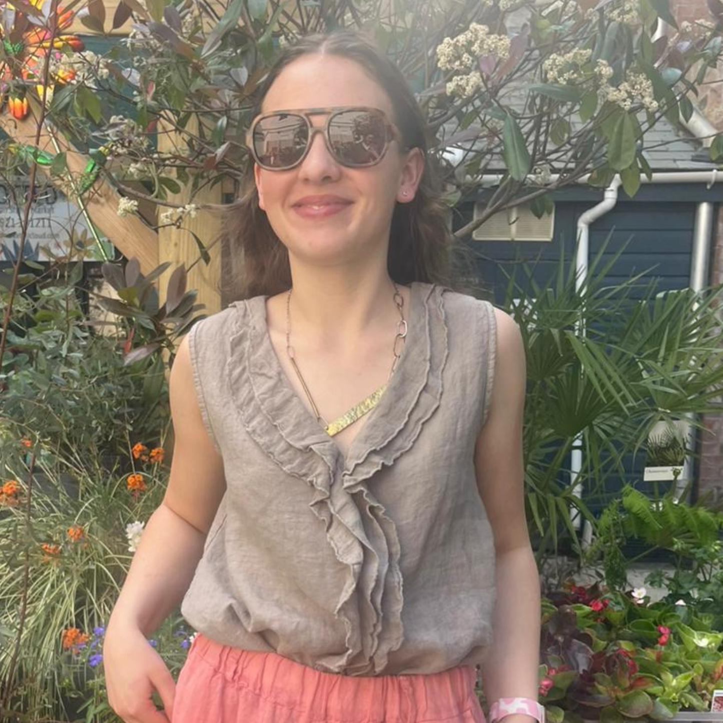 Linen Sleeveless Blouse - Mole