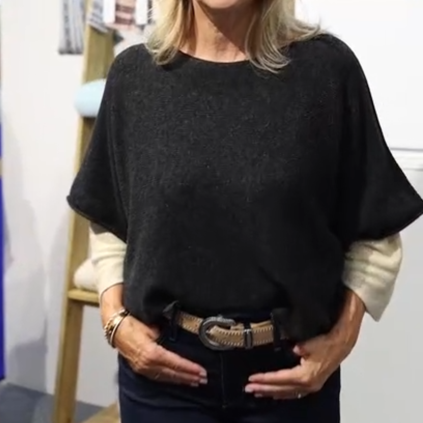 Cashmere Blend Short Tunic - Anthracite