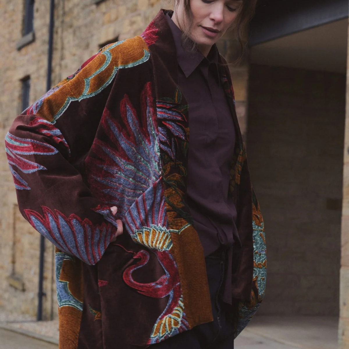 Velvet Pocket Jacket - Crane Brown
