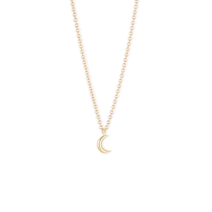 Luna Crescent Moon Fine Gold Chain Necklace