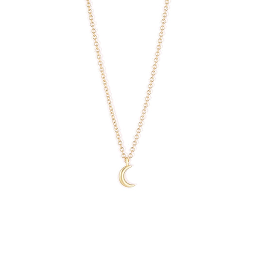 Luna Crescent Moon Fine Gold Chain Necklace
