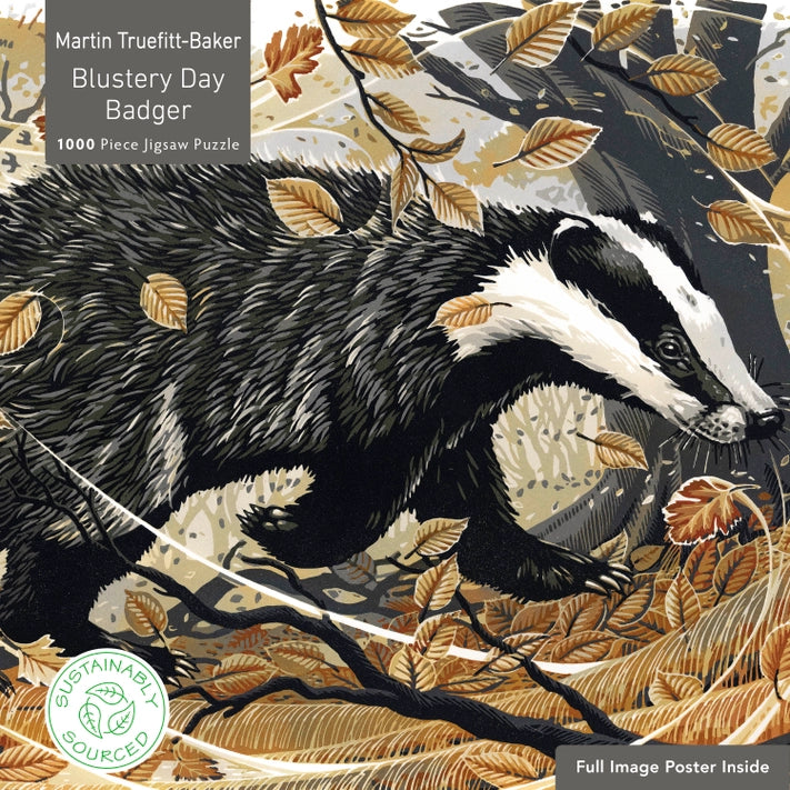 1000 Piece Jigsaw Puzzle - Blustery Day Badger
