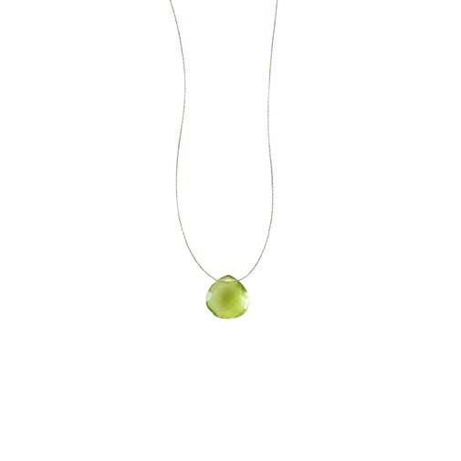 Silk Cord Birthstone Necklace - August Peridot