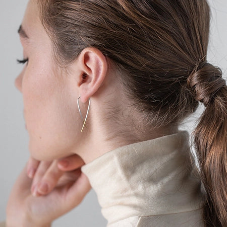 Silver Crossover Gold Dipped Earrings