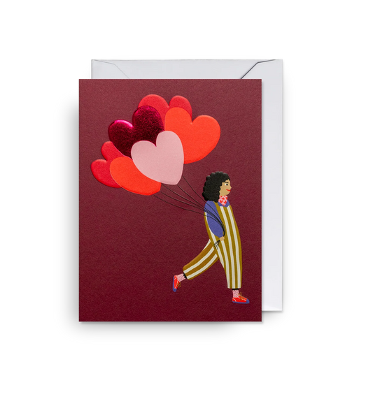 Mini Greetings Card - Love Heart Balloons