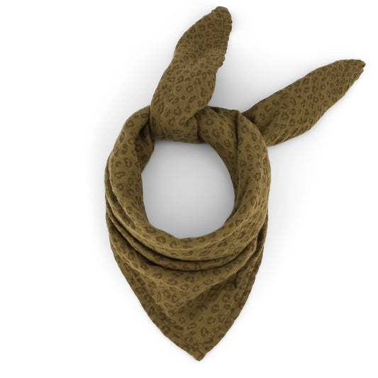 Square Scarf - Olive Green Mini Leopard