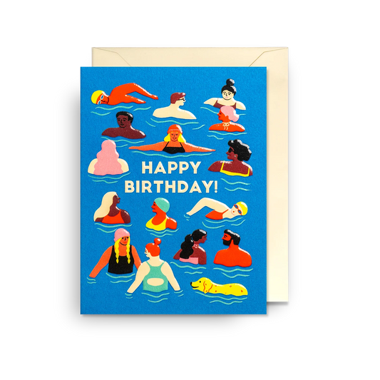 Mini Greetings Card - Happy Birthday Swimmers