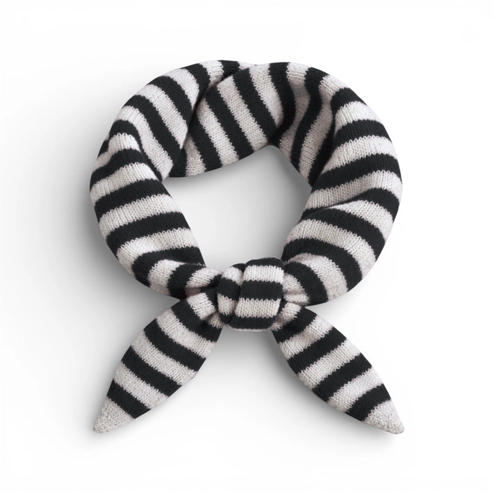 Wool Blend Triangle Neck Scarf - Black Stripe