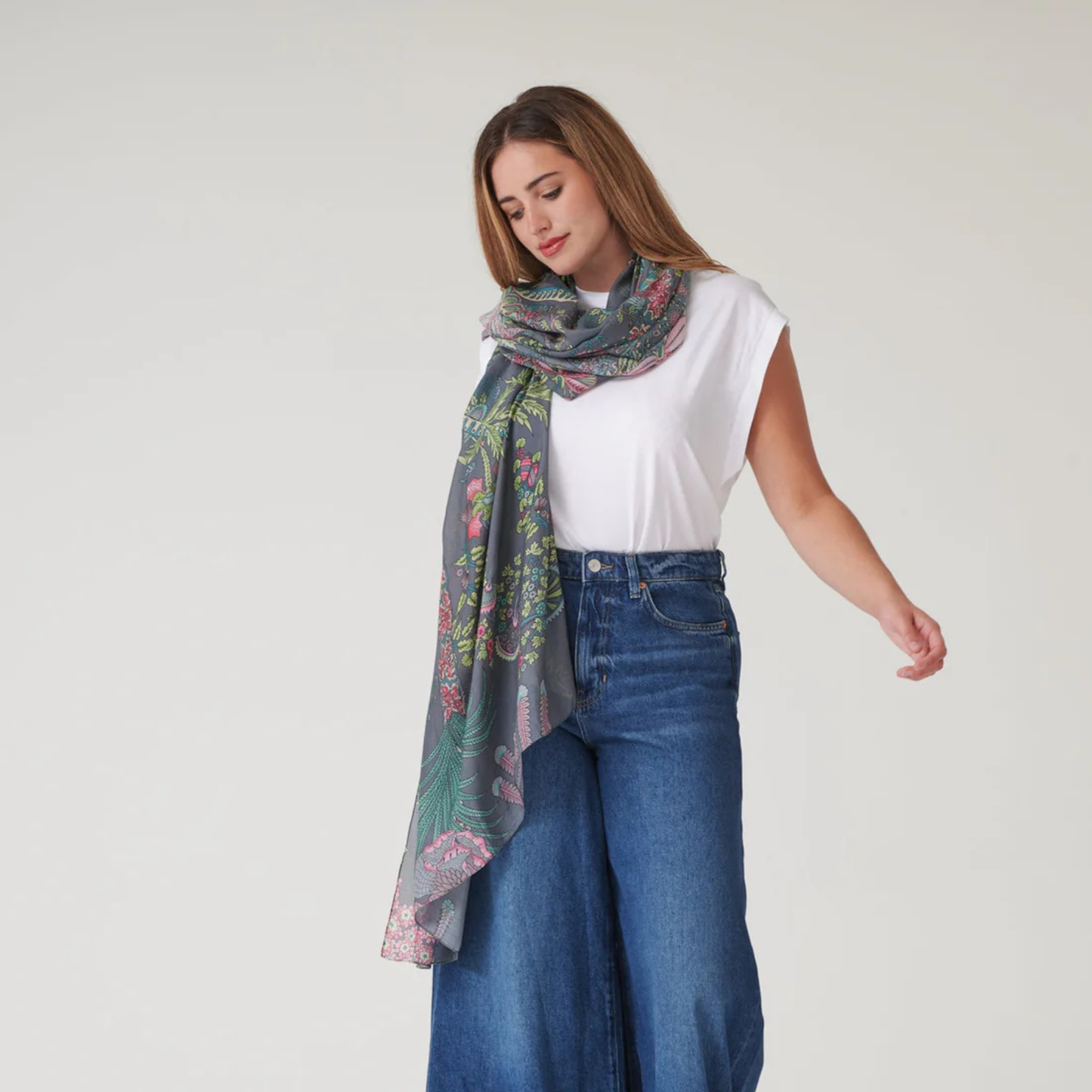 Scarf - Boho Garden Grey