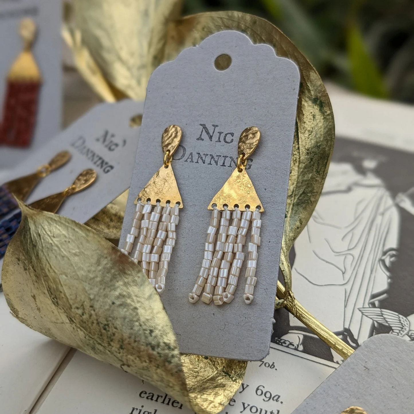 Nic Danning Brass Earrings - Thebes Alabaster