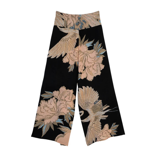 Crepe Palazzo Pants - Crane Black