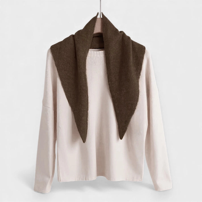 Wool Blend Triangle Neck Scarf - Brown