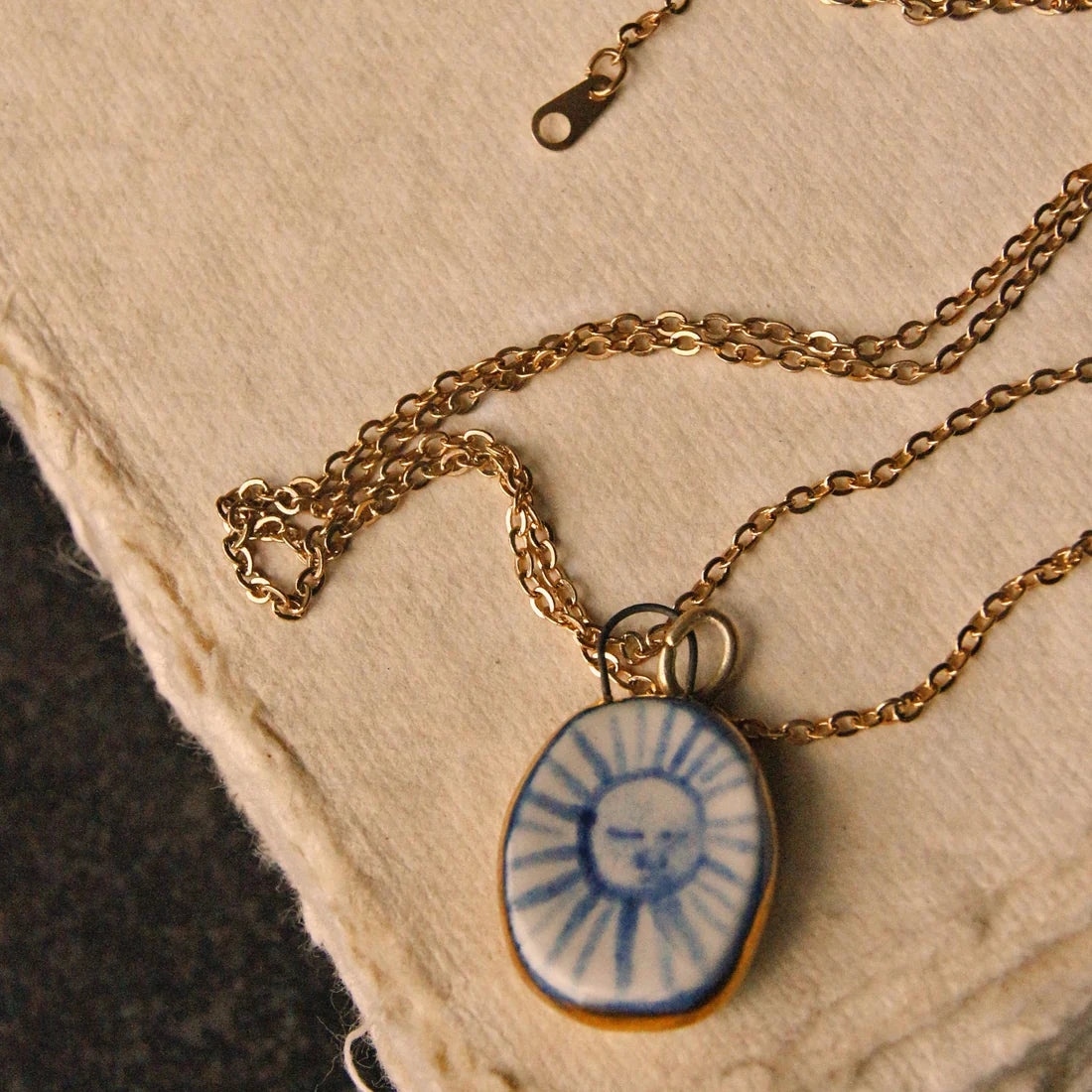 Porcelain and Gold Lustre Pendant - Sun