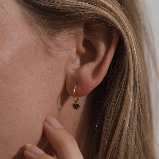 Gold Hoop Earrings - Heart