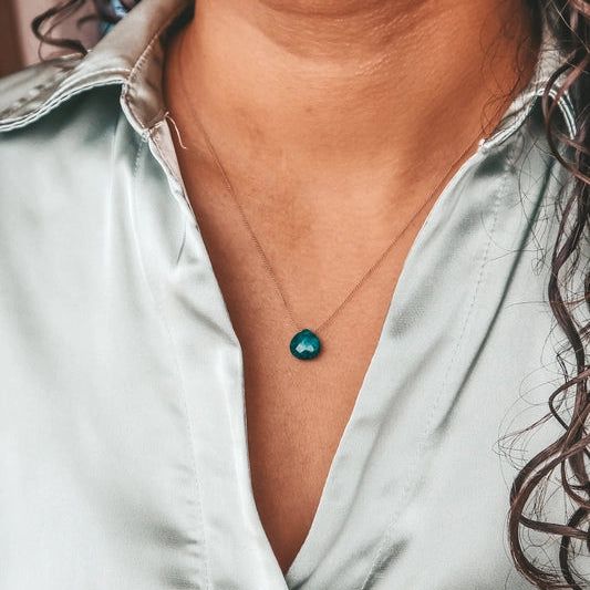 Silk Cord Birthstone Necklace - May Emerald