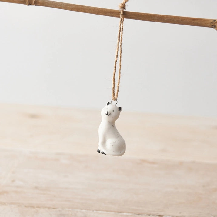 Porcelain Hanging Decoration - Speckled Cat