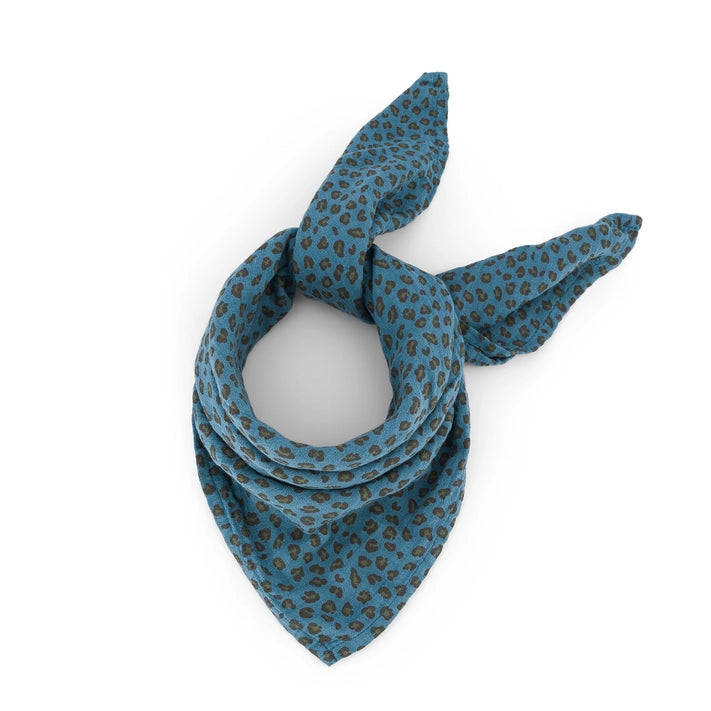 Square Scarf - Denim Blue Mini Leopard