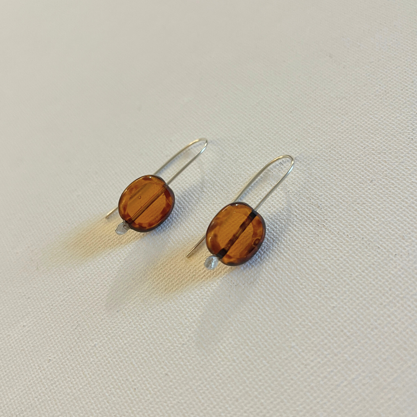 Glass Oval Earrings - Amber
