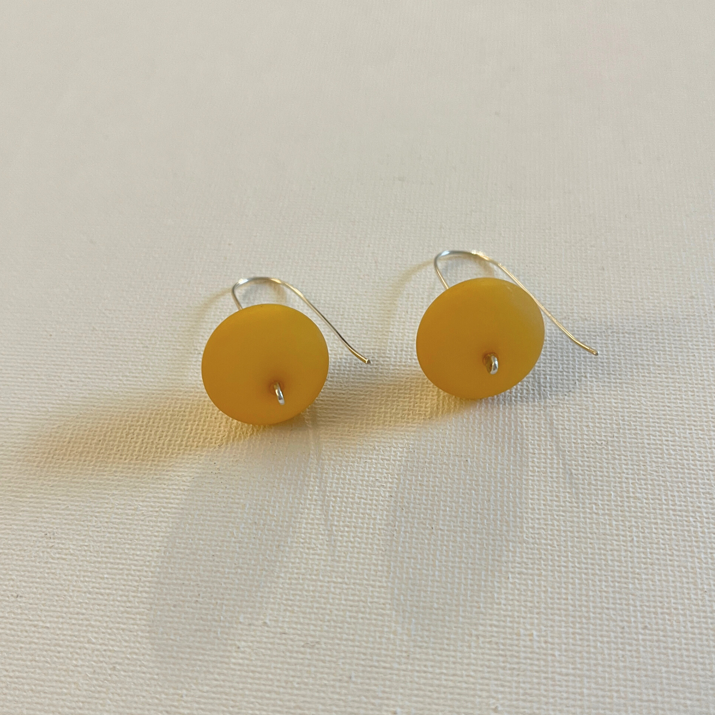 Eco Silver Resin Earrings - Yellow