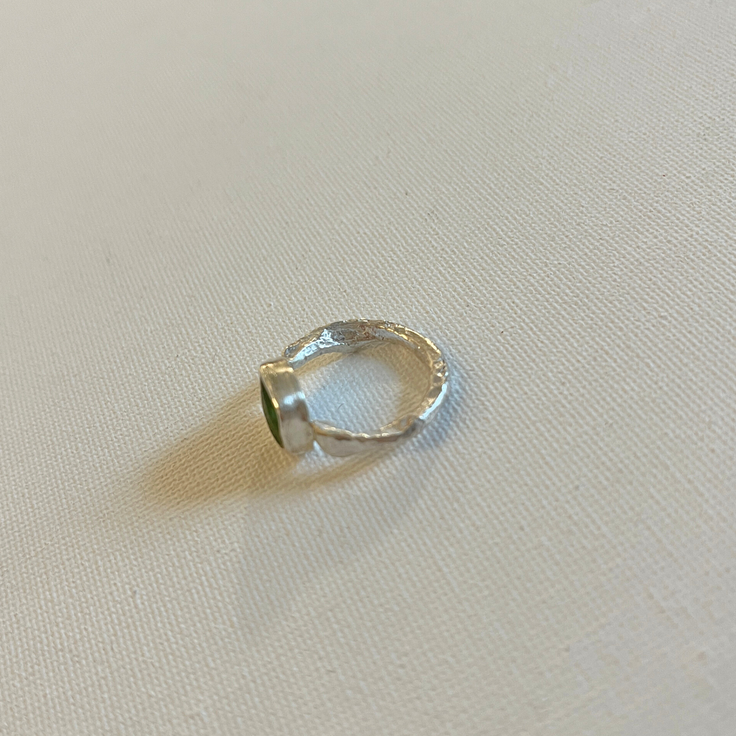 Small Sea Glass Silver Ring - Green