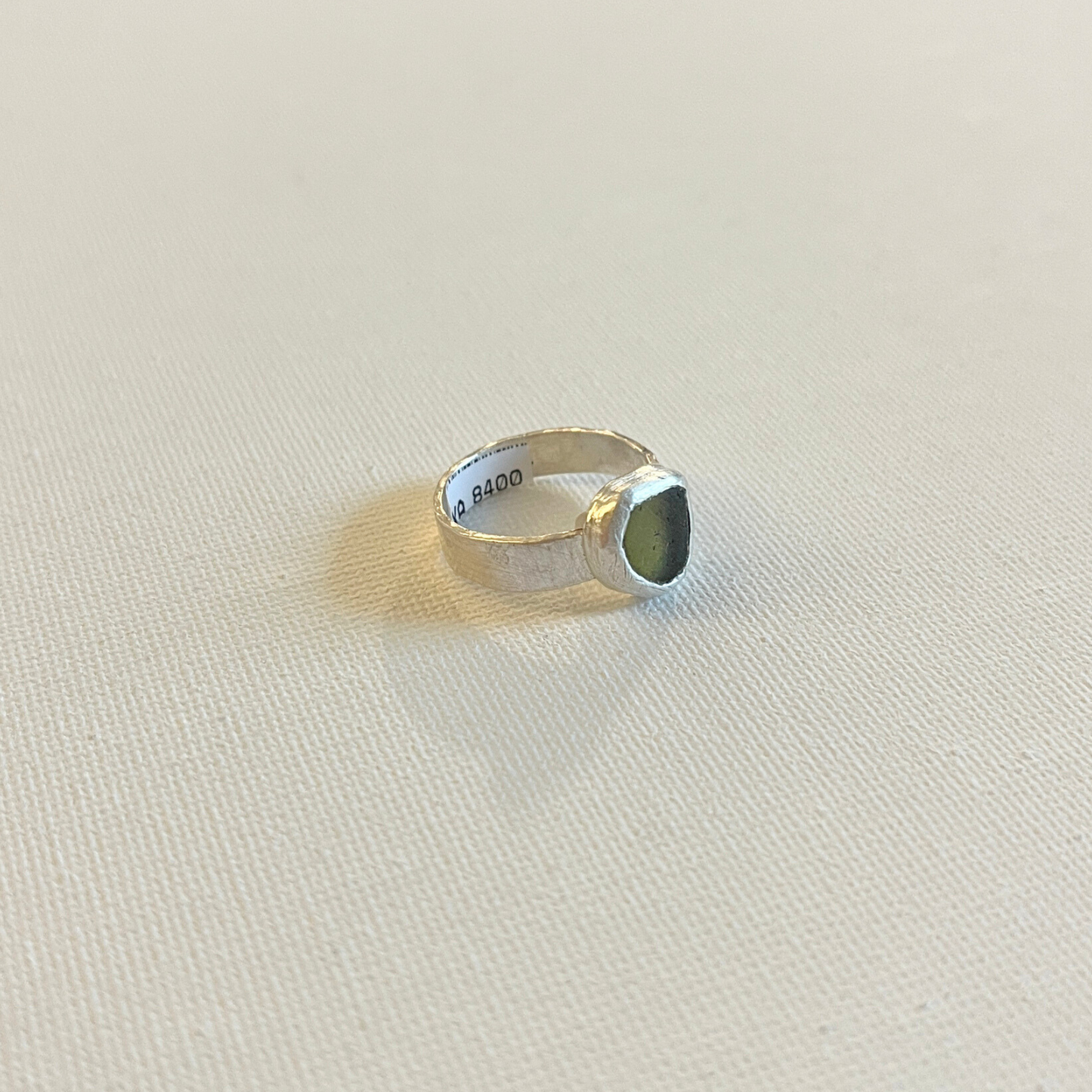 Small Sea Glass Ring - Lime Green