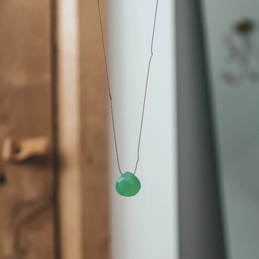 Silk Cord Gemstone Necklace - Prehnite
