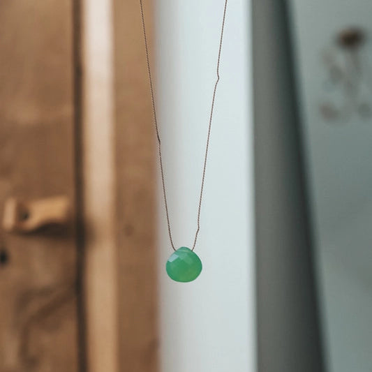 Silk Cord Gemstone Necklace - Prehnite