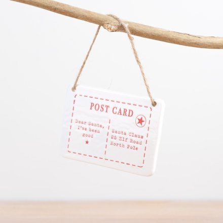 Hanging Decoration - Dear Santa Postcard