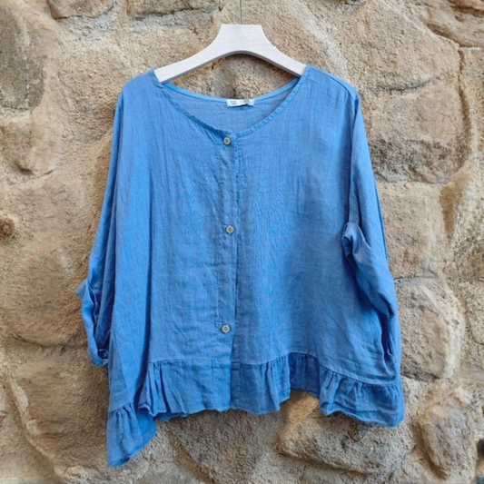 Linen Blouse - Blue