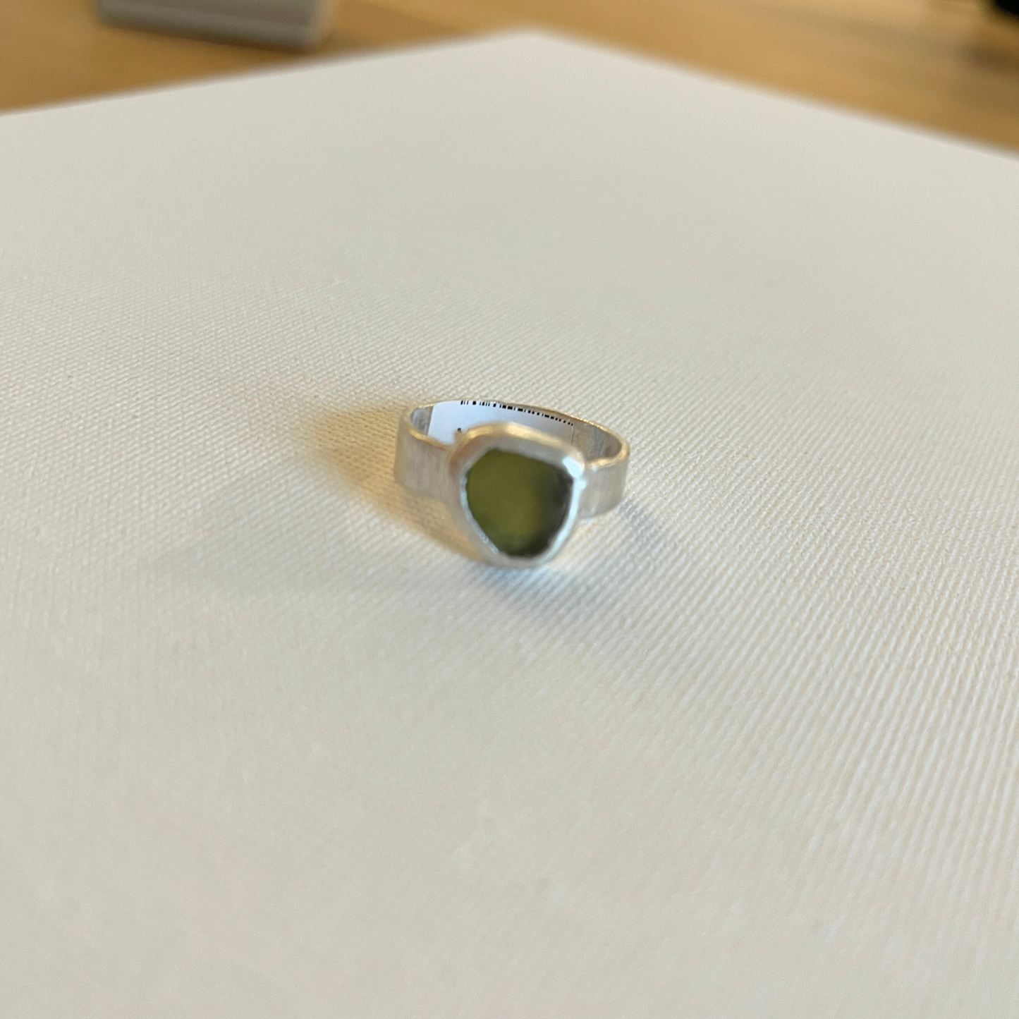 Small Sea Glass Ring - Lime Green