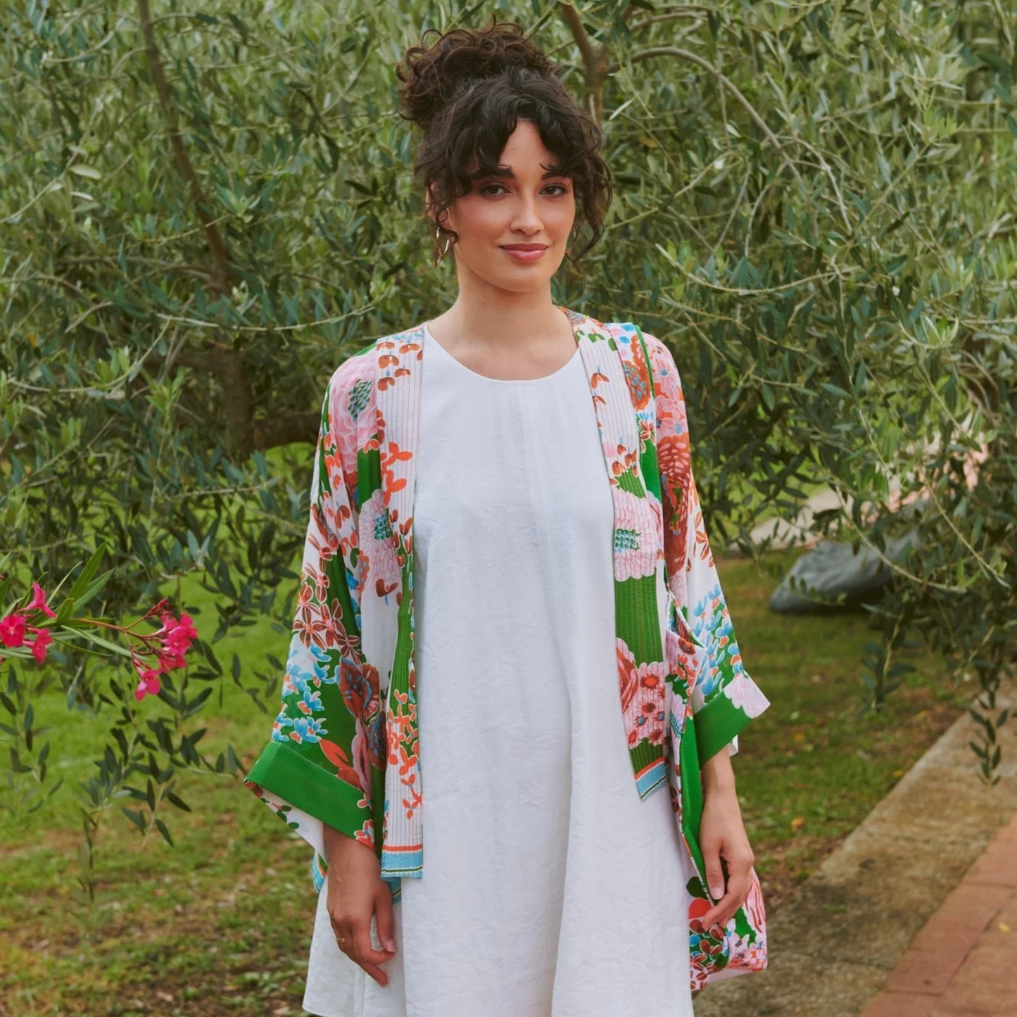 Kimono - Kitsch Bouquet Green
