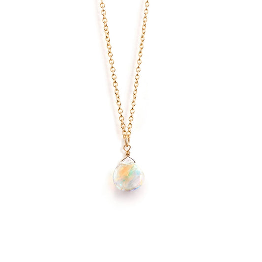 Fine Gold Chain Necklace - Rainbow Quartz