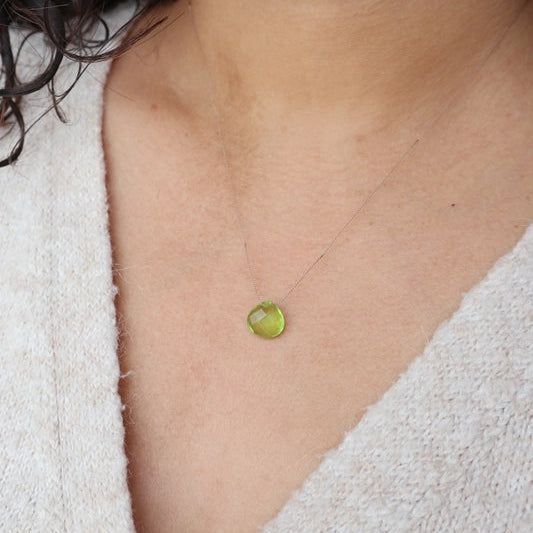 Silk Cord Birthstone Necklace - August Peridot