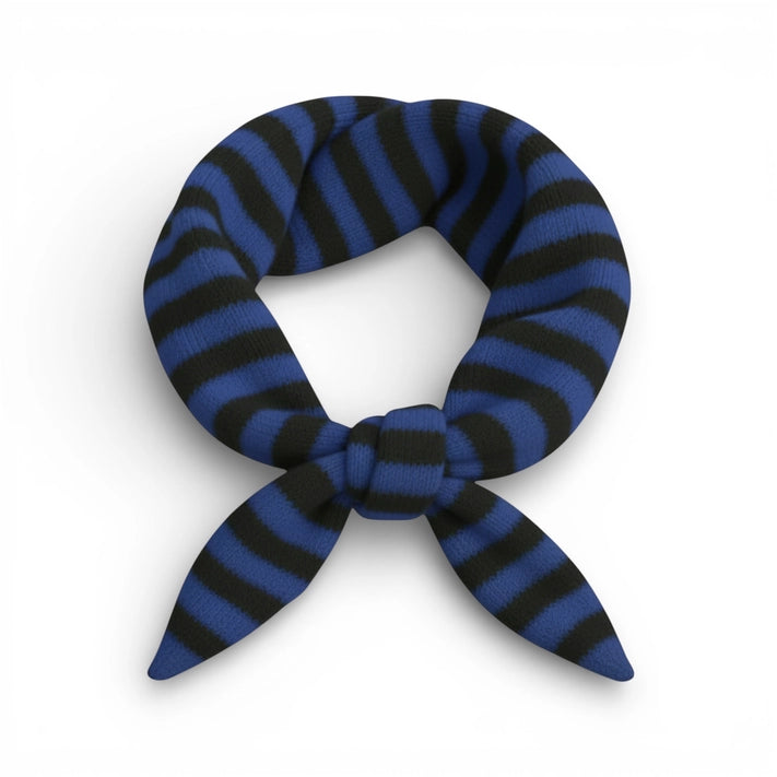 Wool Blend Triangle Neck Scarf - Navy Stripe