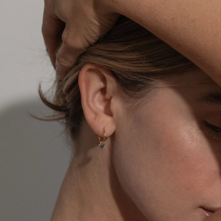 Gold Hoop Earrings - Heart