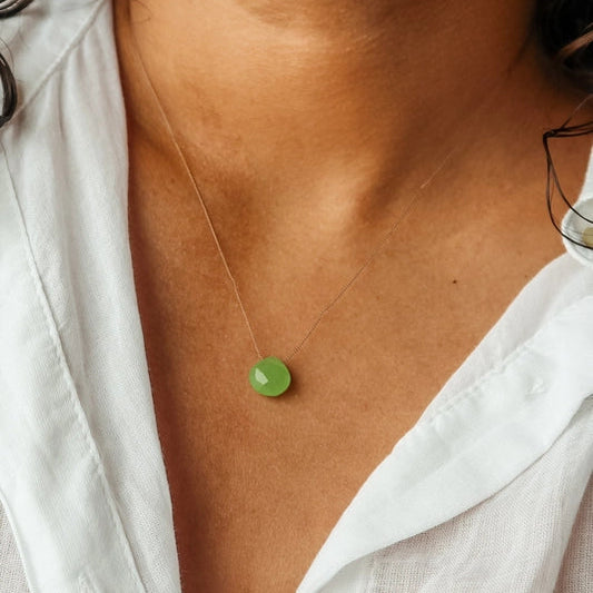 Silk Cord Gemstone Necklace - Prehnite