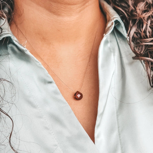 Silk Cord Birthstone Necklace - January Garnet