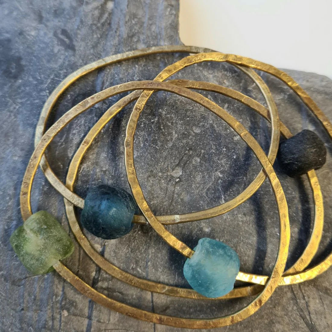 Brass Bangle with Bottle Bead