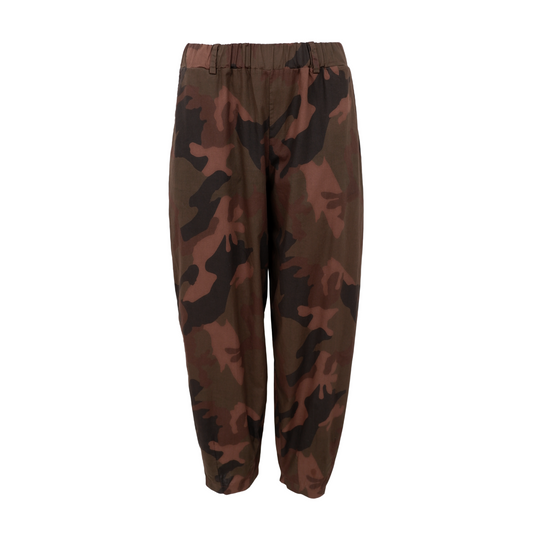 Abbie Barrel Trousers - Brown Camo